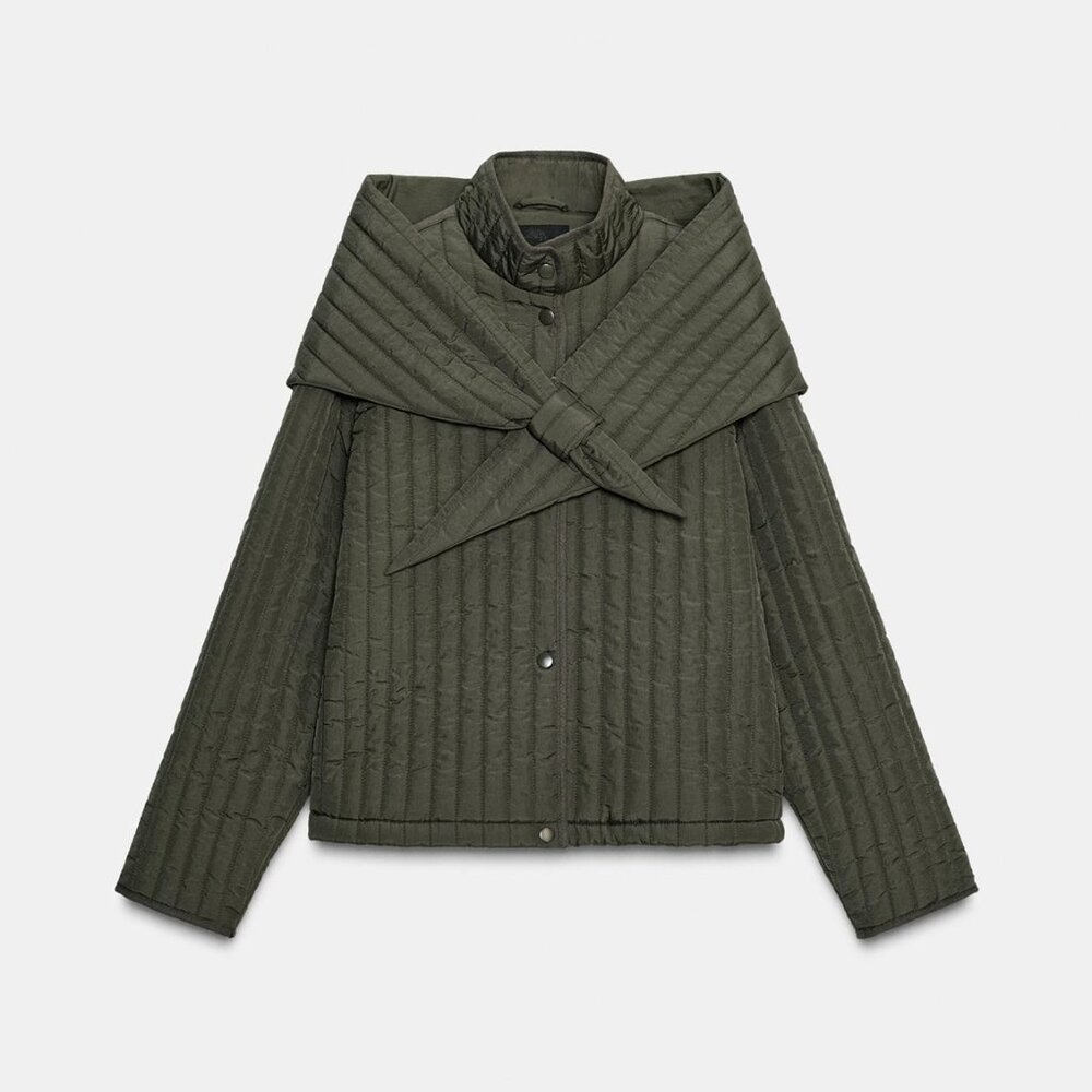 Zara Detachable Scarf Puffer Jacket